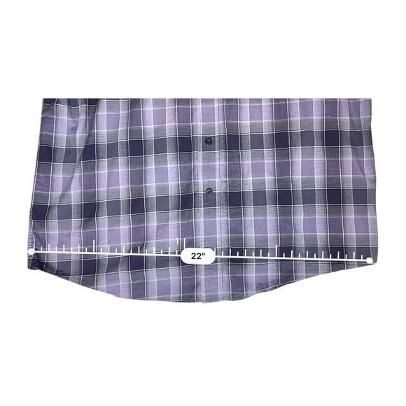 Alan Flusser Button Down Shirt MEDIUM 33.5" Purple Plaid Corpcore Night Out‎ - Picture 4 of 11